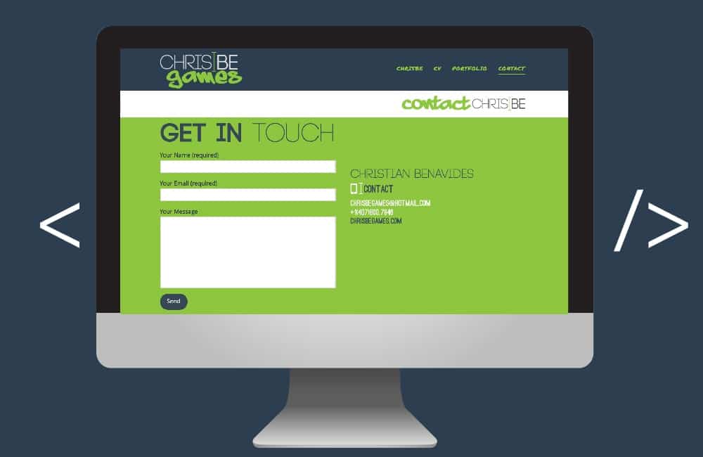 Chris Be Games webpage design