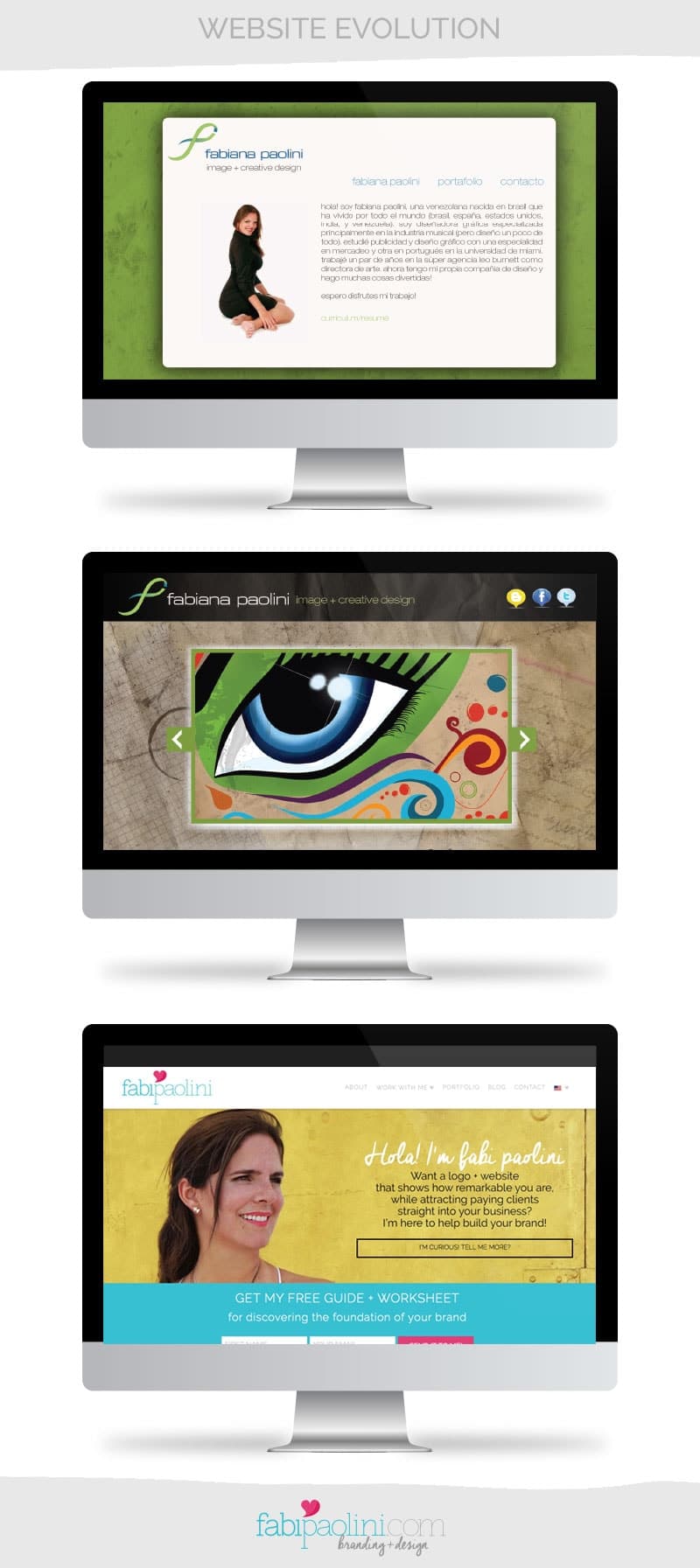 Fabi Paolini Branding + Logo + Web Design. Website evolution