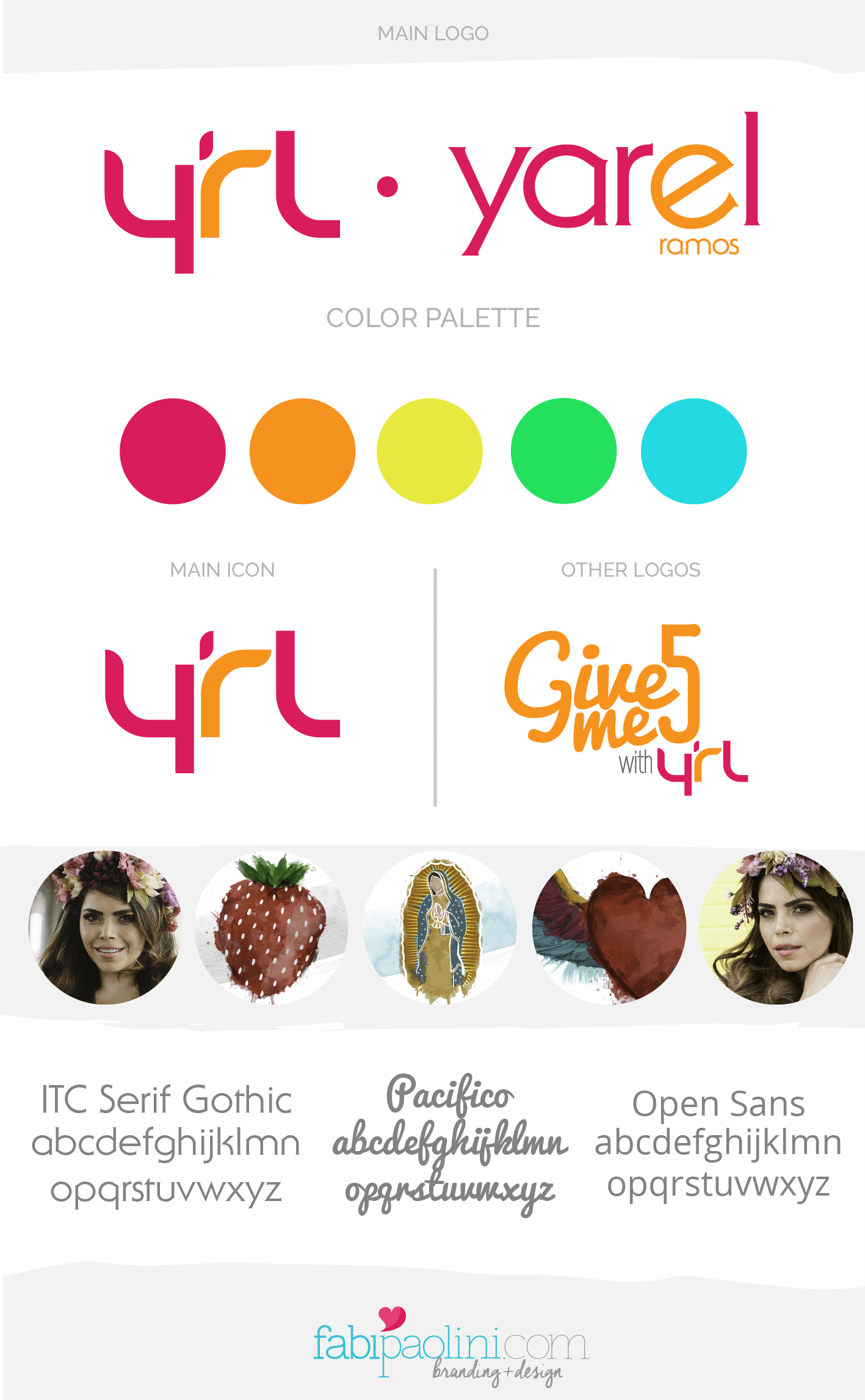 Yarel Ramos Brand Board Branding + Logo Design , colors, fonts, icons Fabi Paolini
