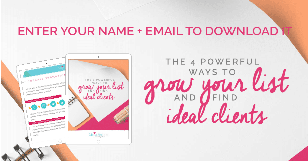 4 powerful ways to grow your email list and find ideal clients. Entrepreneur online business. Fabi Paolini. Brand strategy and marketing. Sales funnels and email lists.