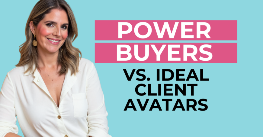 Comparison diagram showing Power Buyer psychology versus ideal client avatar demographics for premium service providers